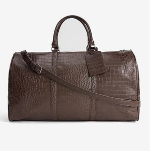 Express - Brown Faux Leather Croc Duffle Bag